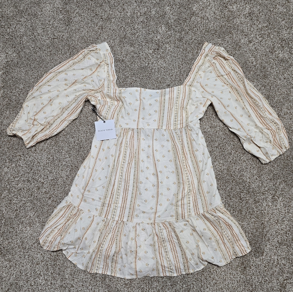 Painted Threads Cream and Orange Boho Dress